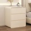 Mesita de Noche Minimalista Moderna Estilo Crema 2025 Almacenamiento Extra Estrecha Modelo Nuevo Tres Niveles Lujo Ligero Almacenamiento de Dormitorio Mesita de Noche Uso en el Hogar