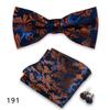 Conjunto de tres piezas de corbata y pañuelo de bolsillo para hombre, de poliéster, con estampado para banquetes, bodas, camisas, lazos y cuello con flores