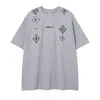 Ropa para Hombre Ins Retro Americano Camiseta Negra de Manga Corta con Hombro Caído, Estampado de Caballo en Racimo y Diseño de Letras, Peso Pesado Holgada Estilo High Street