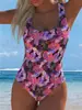 Traje de baño de una pieza estilo europeo y americano 2027 para mujer, de cintura alta, push-up, sexy, adecuado para vacaciones en la playa, conjunto de comercio exterior, traje de baño con cuello halter