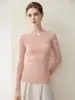 Suéter de malha puro cashmere com gola redonda e corte slim para mulheres, camada base para outono e inverno, suéter de cashmere de manga longa prêt-à-porter de primeira linha