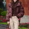 Estilo Corto con Capucha El Artículo Caliente Popular de Este Año Ropa de Invierno para Mujer Chaqueta de Algodón Rojo-Marrón Estilo Coreano Engrosada Acolchada Chaqueta Pequeña Estilo Chanel