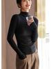 Camiseta de Fondo de Cuello Alto Medio de Modal de Alta Calidad para Mujer en Otoño e Invierno con Top de Camiseta de Manga Larga con Hombro Derecho Descubierto