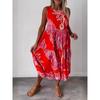 2025 Europa y Estados Unidos verano transfronterizo nueva ropa de mujer estación independiente AliExpress moda estampado sin mangas vestido de encaje