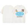 Camiseta unisex holgada informal de manga corta con estampado de logotipo retro de RHUDE para primavera y verano de 2024