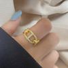 Anillo de dedo índice abierto con nicho de diamante y nariz de cerdo hueca fresca de estilo japonés y coreano, anillo de circón con incrustaciones de luz de trébol