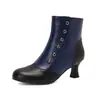 Botas combinando cores retro com rebites Botas romanas salto médio grosso Botas Martin Botas femininas Brock 40-50 tamanho grande comércio exterior