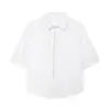 Comercio exterior al por mayor transfronterizo otoño mujer nuevo estilo europeo y americano manga corta perla sintética popelina blusa top