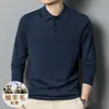 Novo Cardigã Masculino de Lã Misturada Outono e Inverno Cor Sólida Gola Alta Camada Base Suéter de Malha Top Masculino Roupa Masculina