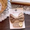 Novos grampos de cabelo, elásticos de cabelo, presilhas e clipes laterais infantis de renda geométrica com bolinhas na cor café vintage, com padrão xadrez de café com leite