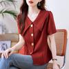 Foto Real de Camiseta Adelgazante Cubre-Barriga Francesa Gorda para Mujer Verano Nuevo Tallas Grandes Tops de Moda para Mujer