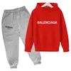 Temporada 9 de Estación Independiente 2024 Conjunto de Sudadera con Capucha para Niños Marca de Moda Letra BALENCIA Estilo Urbano Forro Polar Wei Yi Tong T