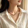 Delicada Cadena para Clavícula Rosa Perla Estilo Chino con Adorno de Cuentas Cilíndricas con Patrón de Amatista, Versátil Conjunto Artístico de Pulsera y Collar
