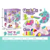Brinquedos de argila colorida de unicórnio transfronteiriços dinossauro plasticina casa de brincar conjunto primeira infância crianças argila argila molde atacado
