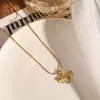 Colgante Sencillo de Hoja de Ginkgo para Mujer Estilo Nuevo, Collar Tres Bendiciones de Por Vida, Modelo de Moda de Acero de Titanio de Lujo Ligero de Alta Gama, Exquisito