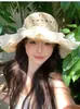 Sombrero de Paja de Ala Ancha para Mujer con Adorno de Cuerda de Colores, Sombrero de Protección Solar Estilo Étnico para Vacaciones en la Playa y la Costa, Sombrero de Paja Dopamina