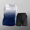 Conjunto esportivo masculino, roupa de seda gelada de secagem rápida, camiseta fitness, shorts de manga curta para corrida, roupa de treino, seda gelada de secagem rápida, transfronteiriço