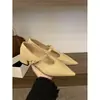 Sapatos Mary Jane de Couro Bico Fino Salto Bloco Estilo Francês 2025 Novo Primavera Sapatos Elegantes de Noite Boca Rasa Sapatos Únicos Sapatos Femininos