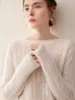 26 Outono Inverno Novo Suéter de Caxemira Pura Tricô de Trança Feminino Gola Redonda Estilo Suave Padrão Aran Tricô Camada de Base Top