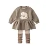 Conjunto Dulce para Niñas Niños Pequeños Otoño/Invierno Súper Bonito (Vestido Weiyi) Conjunto de Dos Piezas de Calcetines Leggings de Cuello Alto Engrosados