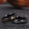 Anillos de Pareja de Acero Inoxidable de 6 mm con Incrustaciones de Oro y Plata Acero de Titanio Venta al por Mayor Directamente del Fabricante