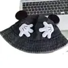Sombrero de Sol de Vaquero con Mano Grande de Mickey de Dibujos Animados para Mujer, Sombrero Cubo Versátil para Adelgazar la Cara, Sombrero de Pescador Vintage Lavado con Visera