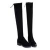 Outono e inverno comércio exterior camurça cano longo acima do joelho botas elásticas femininas cross-border slimming preto salto baixo plus size botas de cavaleiro com cadarço