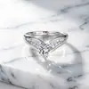 Anillo de plata de ley 925 de Tong Lin Amazon, anillo de diamantes de imitación, estilo europeo y americano, moda en forma de corazón, par de accesorios de anillo para mujer
