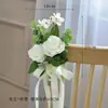 Nuevos tiradores de puerta florales versátiles para respaldo de silla de boda al aire libre, decoraciones florales para escaleras, decoraciones para coche de boda en la iglesia y accesorios florales artificiales.