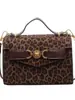 Bolsa Pequena Estampa de Leopardo Maillard para Mulheres 2025 Nova Bolsa de Mão Retrô com Padrão de Pedra Bolsa Quadrada Pequena Bolsa Transversal Texturizada Outono e Inverno