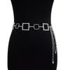 Nuevo Cinturón de Mujer de Verano Personalizado Casual Decorativo Corsé Cintura Ajustado Patrón Cuadrado Hebilla Cadena Cadena de Cintura con Falda