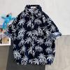 Camisa havaiana de flores masculina, manga curta, solta, tamanho grande, camisa de praia, estilo antigo de Hong Kong, retrô, moderno, Duffian, jaqueta bonita para homens