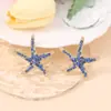 Pendientes de Moda de Venta Caliente Transfronteriza Estilo Playa Vacacional Estrella de Mar Concha Distintivos con Circonita Estilo Simple