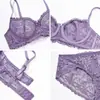 Lencería Sexy de Comercio Exterior Europeo y Americano, Sujetador Reductor para Busto Grande Anti-Caída, Conjunto de Sujetador Fino de Encaje con Lazo Estilo Francés