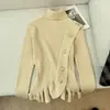 Top de Malha Cropped com Gola Alta e Babados Primavera/Outono 2026
