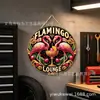 Decoración de Pared de Mariposas Pájaros Flamenco Hoja de Lata Estilo Natural Transfronterizo Redondo Retro Pintura de Chapa de Hierro 20/30cm