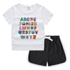 Conjunto de Camiseta e Shorts de Gola Redonda de Verão 2026 para Crianças Estilo Coreano Casual Absorvente de Suor Cor Doce Conjunto de Moletom para Crianças Pequenas