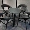 Juego de Plástico para Reuniones de Ocio al Aire Libre con Mesa Redonda Pequeña y Sillas para Balcón, Popular en Cafeterías de Té de Leche de Moda, Mesa de Comedor Simple para Uso al Aire Libre