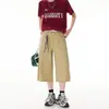 Shorts jeans leves de verão estilo retro americano para homens, calças cropped largas estilo japonês, calças retas de comprimento médio da moda