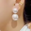 Brincos Grandes de Pérola Estilo Retrô com Pino de Prata S925 Brincos Femininos para Noiva 2023 Novos Brincos Franceses de Celebridade