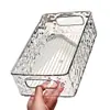 Caixa Organizadora de Armazenamento com Efeito Ondas d'Água para Mesa de Trabalho Caixa de Maquiagem Caixa Organizadora de Luxo Leve para Quarto de Mulher Banheiro Cesta de Armazenamento de Plástico