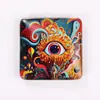 Ímã de Geladeira de Vidro de Cristal Pintura a Óleo Retro Americano Presente de Aniversário para Casal Adesivo Magnético de Vidro Coração Graffiti Colorido