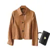 Chaqueta Corta de PU de Bajo Precio Abrigo de Cuero para Mujer, Moderno y Casual, Estilo Sencillo para Primavera y Otoño