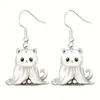 Aretes con Diseños de Gatos Lindos y Aterradores, Aretes Acrílicos de Momia con Patrón de Dibujos Animados Transfronterizos de Halloween