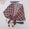 Bufanda de Gasa Estampada Suave Hecha a Mano con Perlas para Mujer, Delicado Pañuelo para Sesión de Fotos Estilo Bosque Pastoral, Bufanda Delgada Decorativa