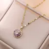 Collar para Mujer Ins Trendy Tiktok Set de Cuatro Piezas Pendientes Giratorios Anillo Collar de Acero de Titanio Cadena para Clavícula Moda Circonita Microincrustada