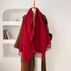 Bufanda Jacquard de Doble Cara Estilo Cruzado Simple para Mujer Otoño Invierno Engrosada para Viajar Estilo Old Money de Alta Gama Chal Grande En Stock