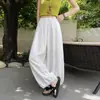 Calças largas estilo lanterna de algodão e linho com renda emendada estilo coreano para mulheres, finas de verão, cintura alta, soltas, curtas, casuais, bloomers