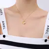 Colar Trendy Ins Nicho Coreano e Japonês com Pingente de Coração Tridimensional Exagerado Minimalista Elegante em Aço Titânio Ouro 18K para Mulheres