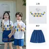 Uniformes de Jardín de Infancia, Uniformes Escolares Estilo Británico, Conjuntos de Dos Piezas de Manga Corta para Verano, Acolchados para Fotos de Graduación en Estudio
